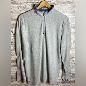 Nicoby Sz‎ Large 1/4 zip long sleeve gray and white.  Excellent condition. Modal
